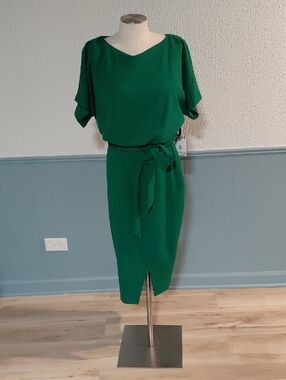 Kensie Emerald Green Belted Midi Dress